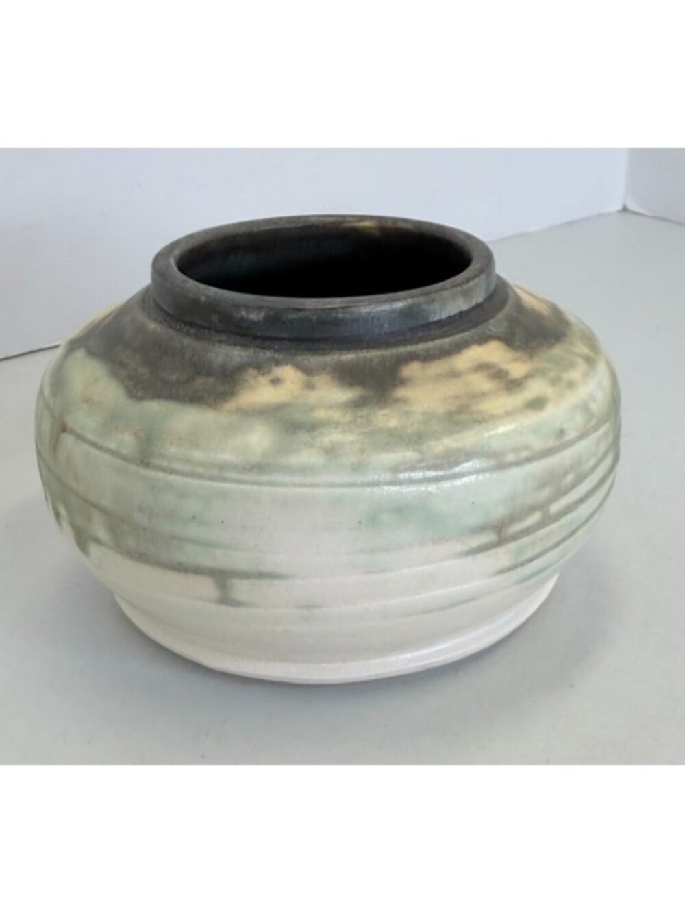 Studio Pottery Jar Wide Mouth Earth Tone Signed 5" x 3.5" Ericka